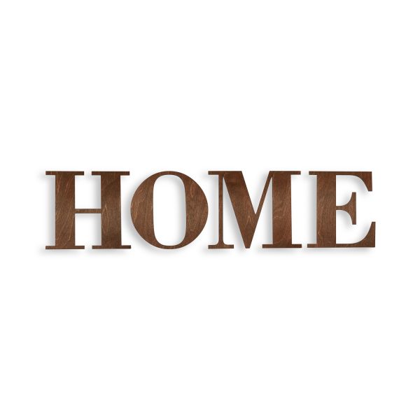 Nápis HOME do interiéru – mahagón