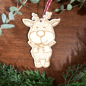 Drevená vianočná ozdôbka - sobík Rudko