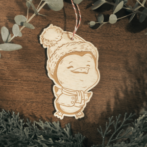 Drevená vianočná ozdôbka - tučniačik Florián