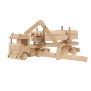 Drevené nákladné auto s mechanickou rukou a drevom na prívese je skvelou hračkou pre malých nadšencov strojov a vozidiel. Možnosť gravírovania mena z neho robí jedinečný a osobný darček.
