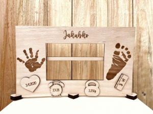 Drevený fotorámik pre novorodencov