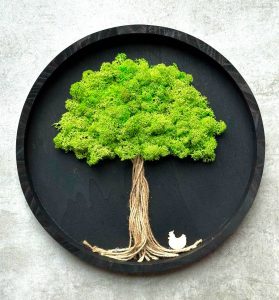 Machový obraz - Strom v kruhu 40 cm