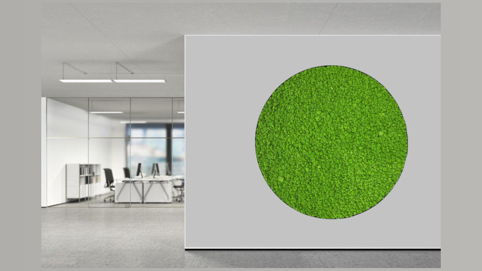 Machový obraz firemné logo kruh ti prináša estetický zážitok, pocit spojenia s prírodou, ktorý spríjemní každý deň a dodá priestoru pokoj a originalitu.