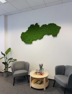 Machový obraz – mapa Slovenska prináša do priestoru nielen vizuálnu krásu, ale aj pokoj, prírodnú harmóniu a jedinečnú atmosféru, ktorá nikdy nevybledne.